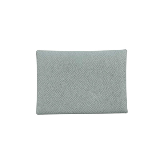 Hermès Calvi Duo Green Pantan Compact Wallet Card Case K Stamp (Made in 2025) - Blue Gray 