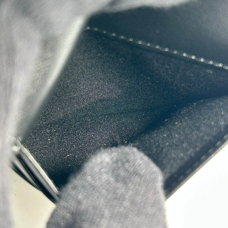 CELINE Triomphe Embossed Calfskin Compact Wallet - Black 