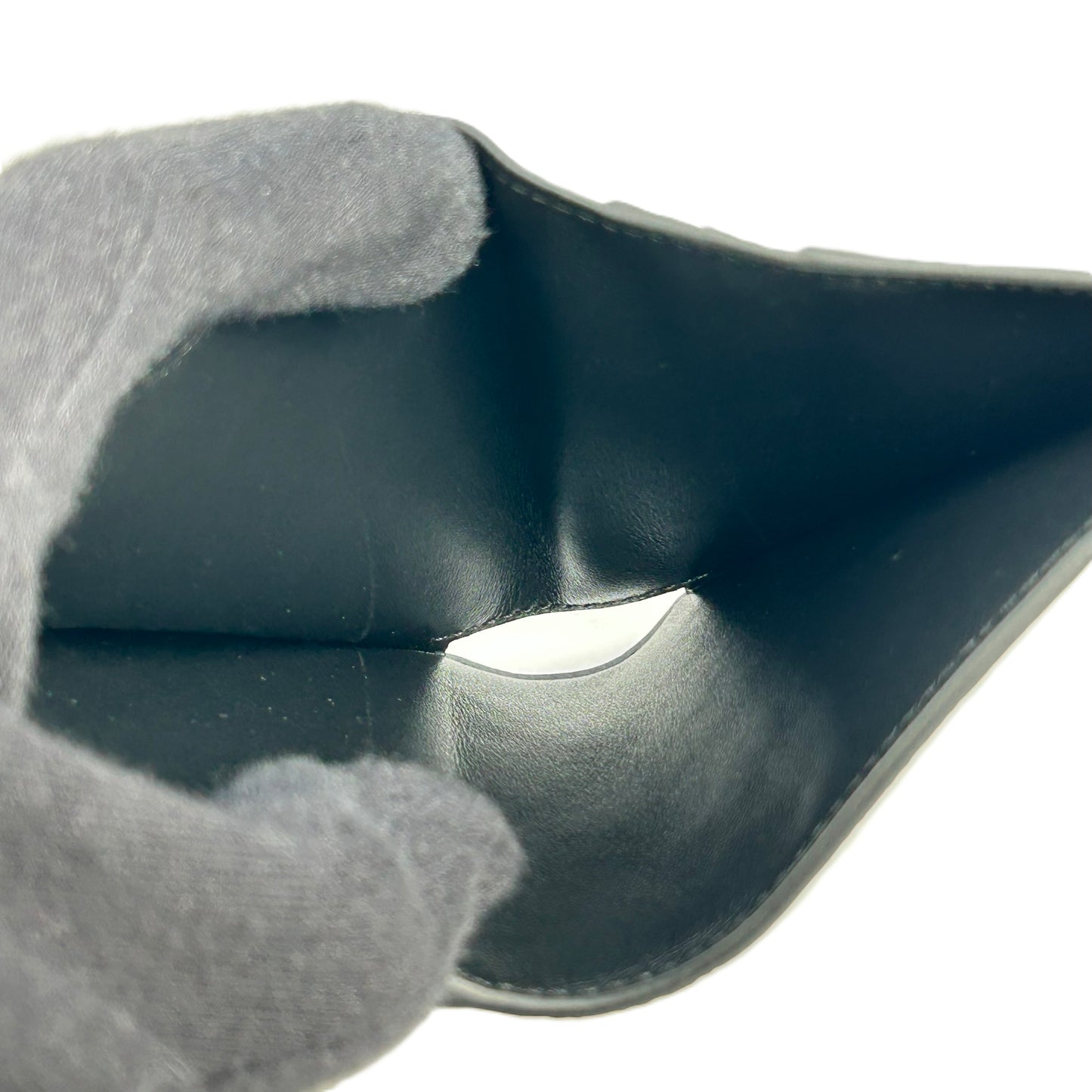 CELINE Triomphe Embossed Calfskin Compact Wallet - Black 