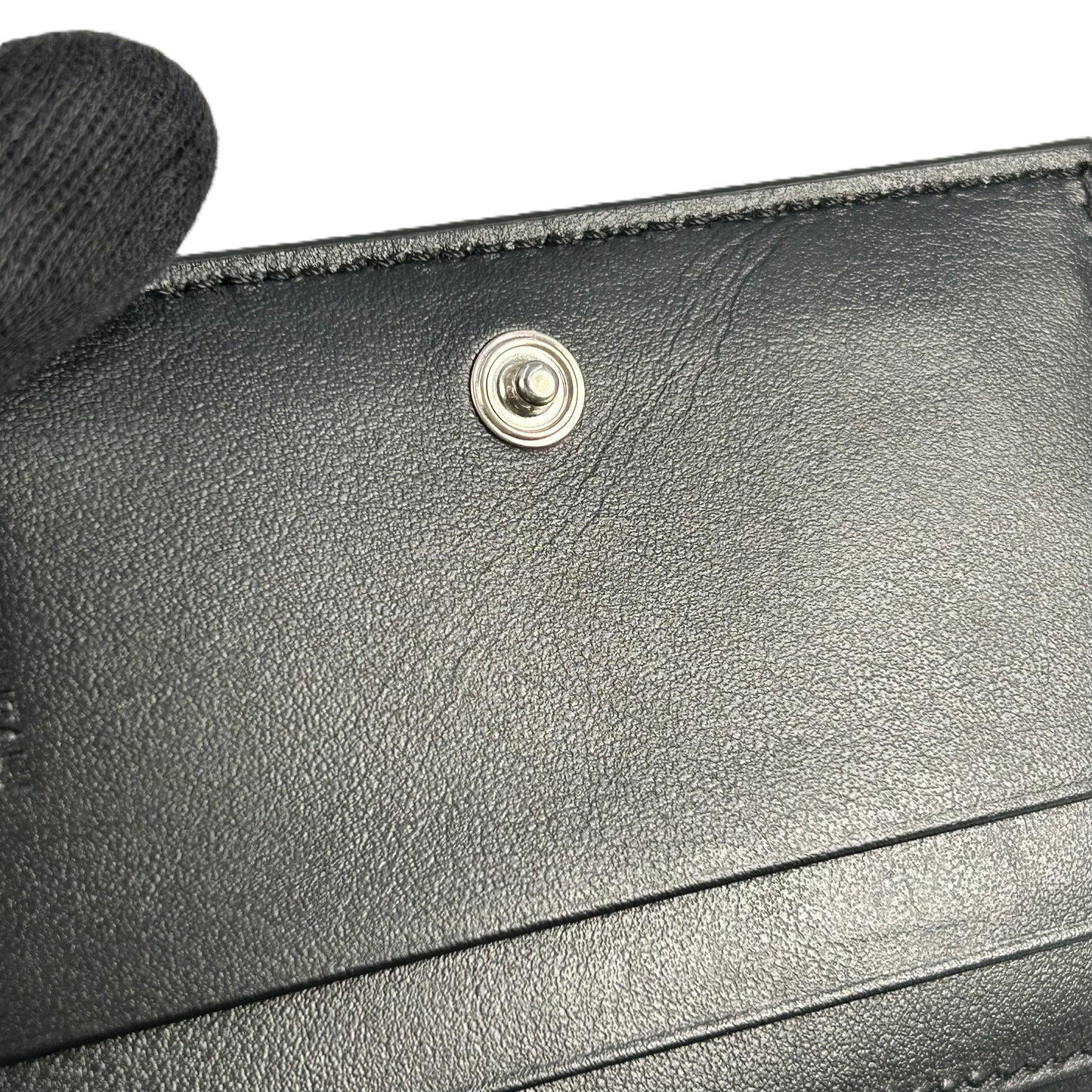 CELINE Triomphe Embossed Calfskin Compact Wallet - Black 