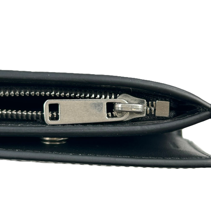 CELINE Triomphe Embossed Calfskin Compact Wallet - Black 