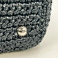 PRADA Raffia Pom-Pom Handbag/Shoulder Bag - Black 