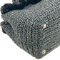 PRADA Raffia Pom-Pom Handbag/Shoulder Bag - Black 