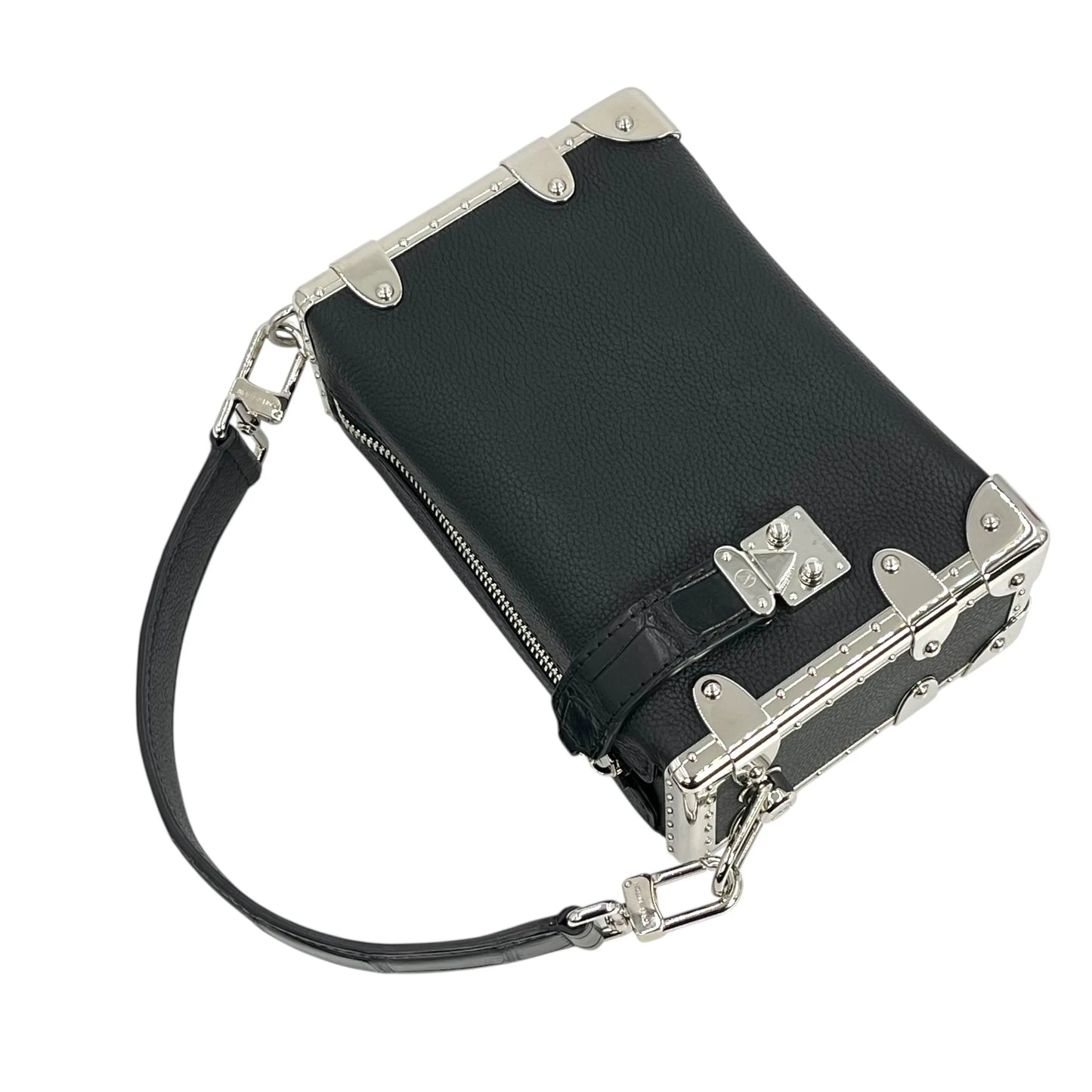 Louis Vuitton Calfskin Leather Side Trunk PM with Silver Hardware Handbag/Shoulder Bag - Black 
