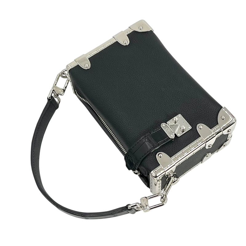 Louis Vuitton Calfskin Leather Side Trunk PM with Silver Hardware Handbag/Shoulder Bag - Black 