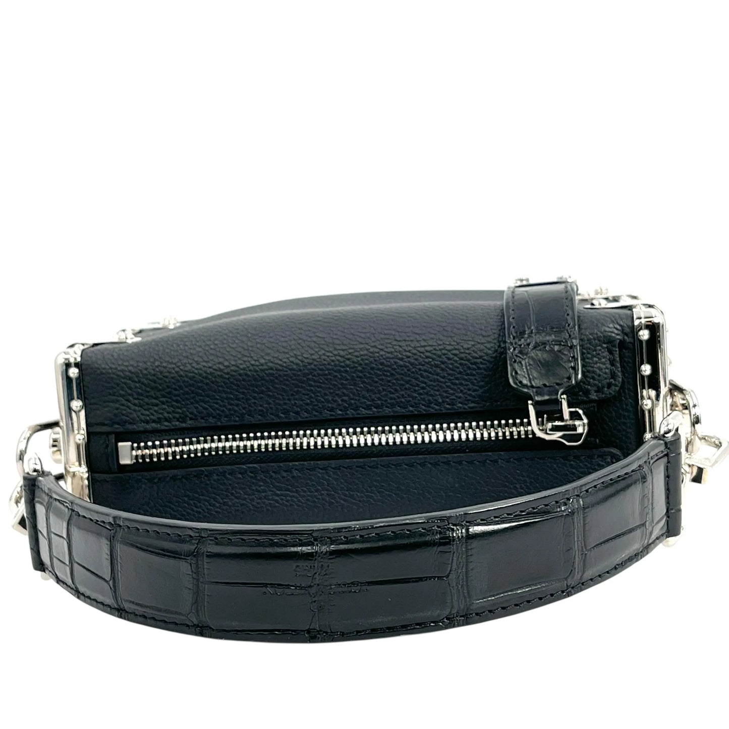 Louis Vuitton Calfskin Leather Side Trunk PM with Silver Hardware Handbag/Shoulder Bag - Black 