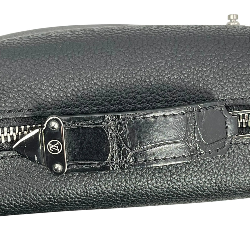 Louis Vuitton Calfskin Leather Side Trunk PM with Silver Hardware Handbag/Shoulder Bag - Black 