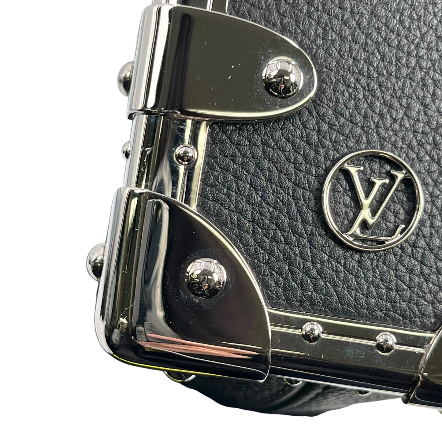 Louis Vuitton Calfskin Leather Side Trunk PM with Silver Hardware Handbag/Shoulder Bag - Black 