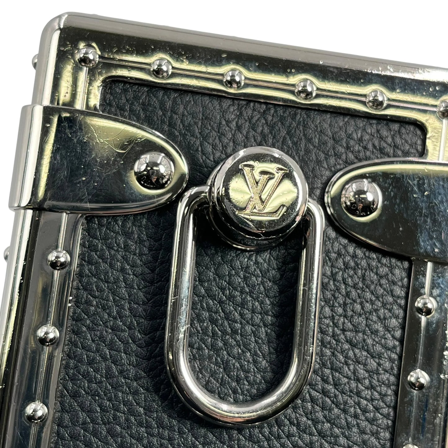 Louis Vuitton Calfskin Leather Side Trunk PM with Silver Hardware Handbag/Shoulder Bag - Black 
