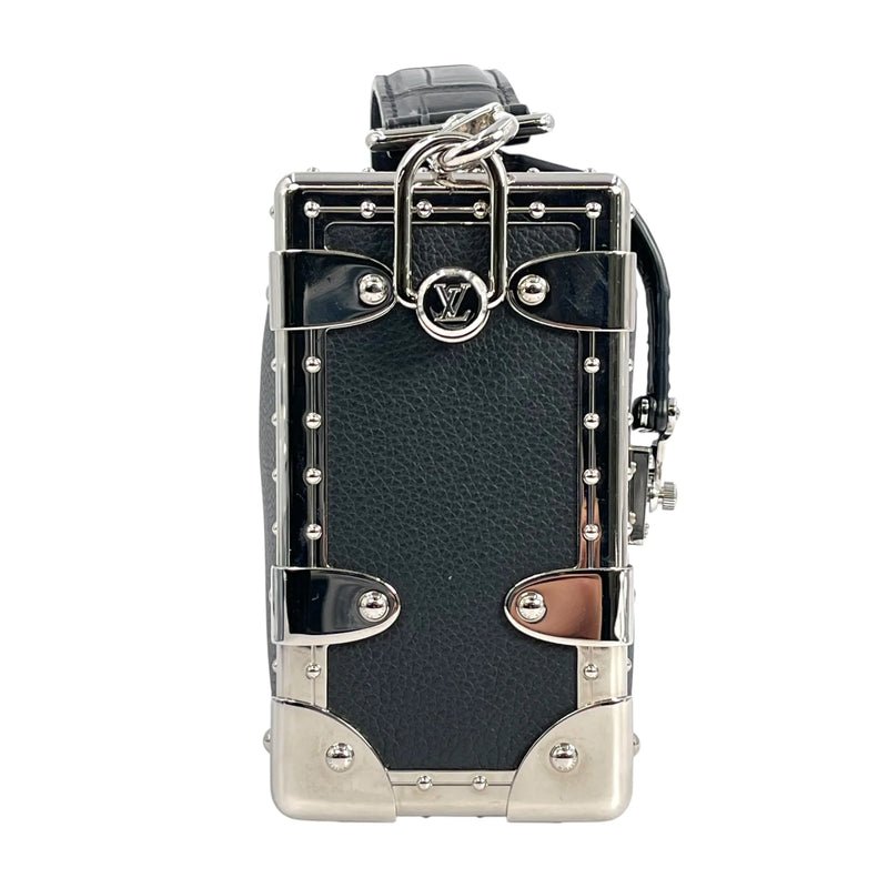 Louis Vuitton Calfskin Leather Side Trunk PM with Silver Hardware Handbag/Shoulder Bag - Black 