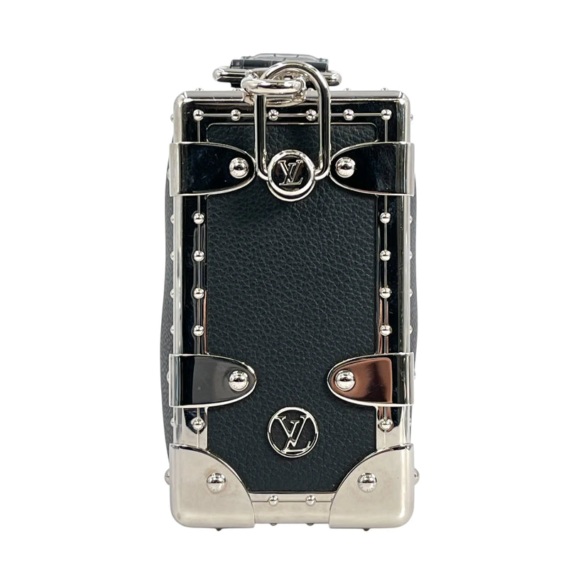 Louis Vuitton Calfskin Leather Side Trunk PM with Silver Hardware Handbag/Shoulder Bag - Black 