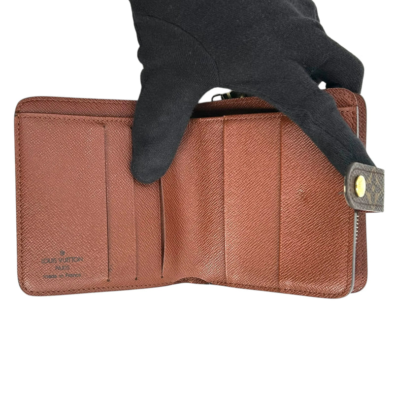 Louis Vuitton Monogram Canvas Compact Zip Bifold Wallet - Brown 