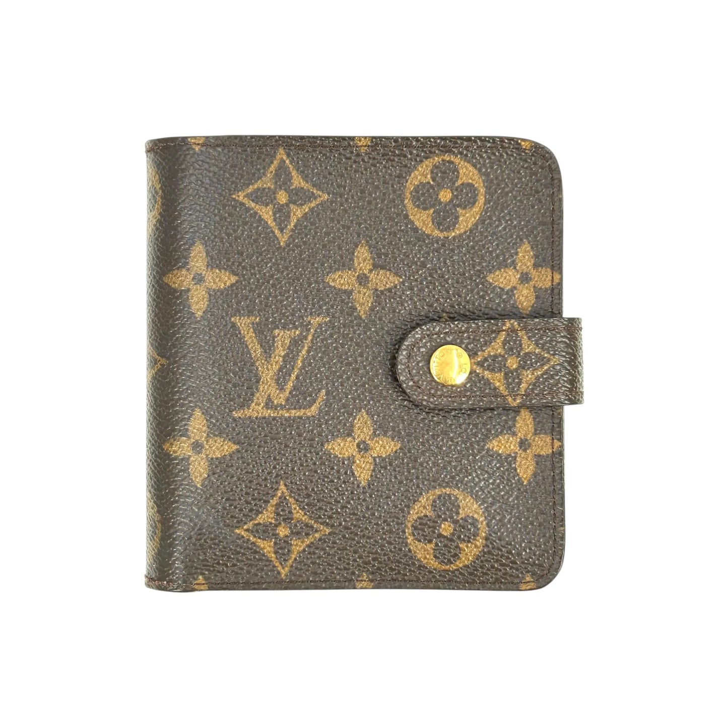 Louis Vuitton Monogram Canvas Compact Zip Bifold Wallet - Brown 