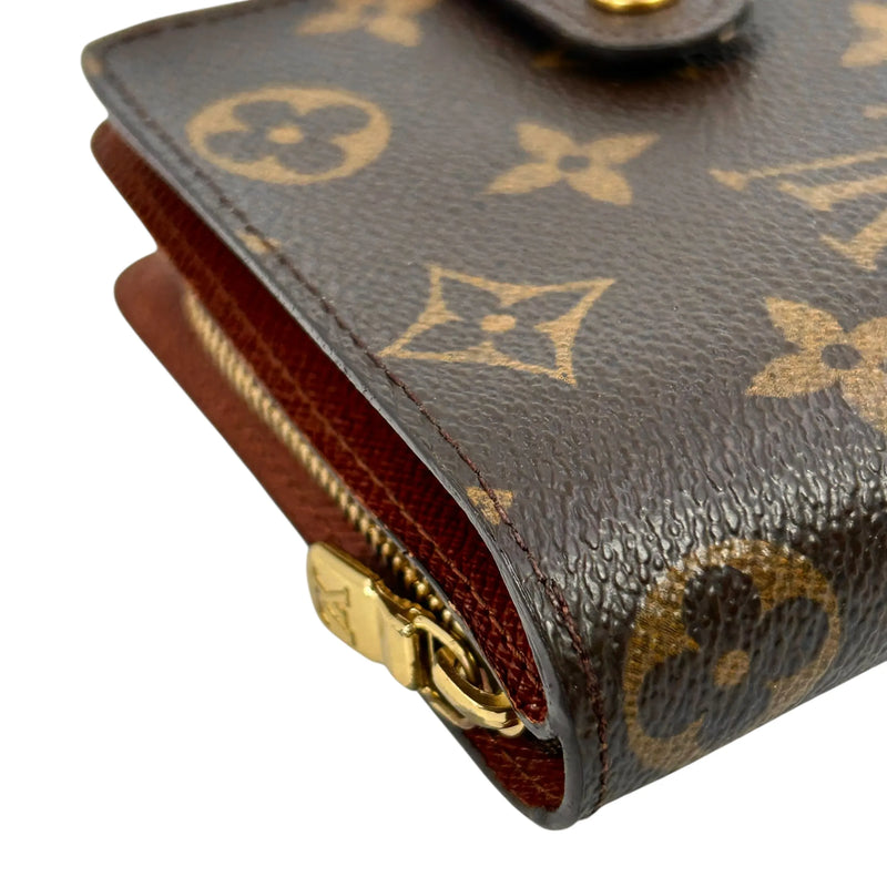 Louis Vuitton Monogram Canvas Compact Zip Bifold Wallet - Brown 