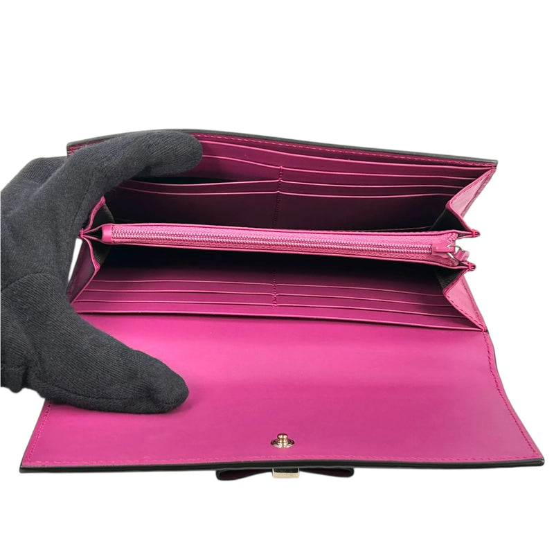 GUCCI Guccissima Leather Ribbon Long Wallet - Pink 