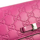 GUCCI Guccissima Leather Ribbon Long Wallet - Pink 