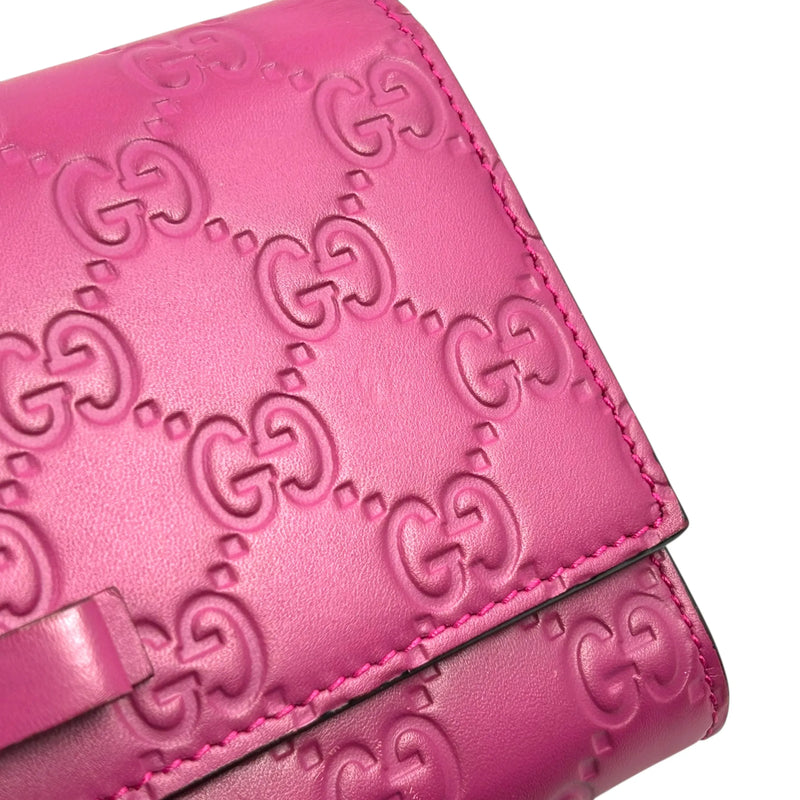 GUCCI Guccissima Leather Ribbon Long Wallet - Pink 