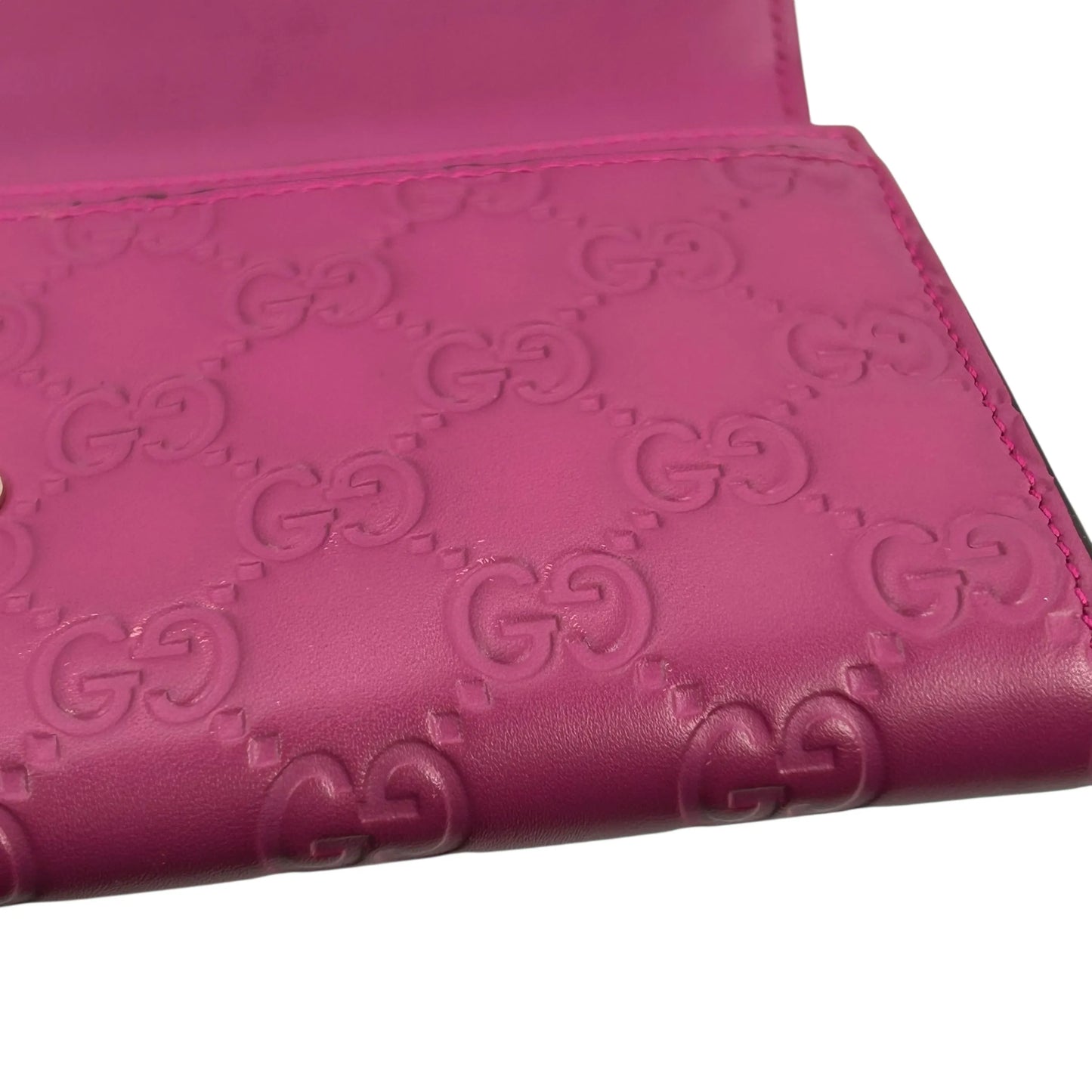 GUCCI Guccissima Leather Ribbon Long Wallet - Pink 