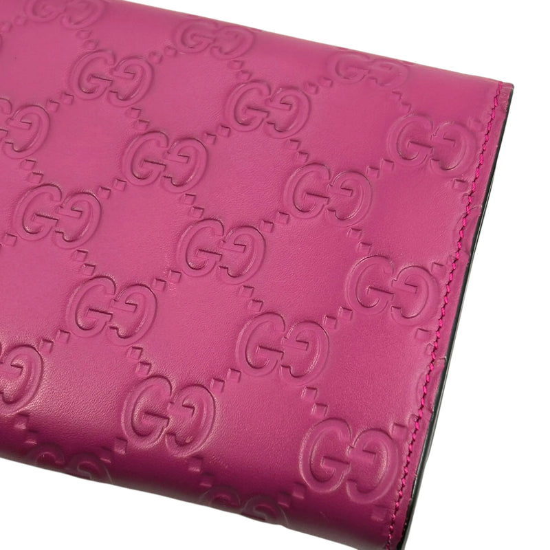 GUCCI Guccissima Leather Ribbon Long Wallet - Pink 