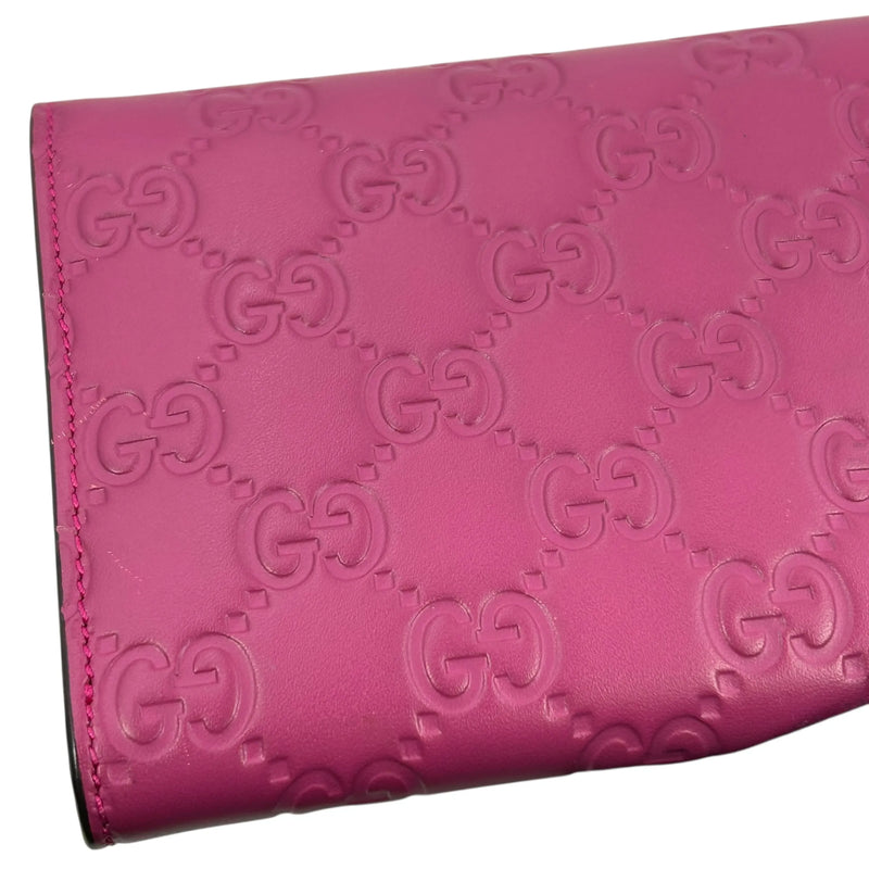 GUCCI Guccissima Leather Ribbon Long Wallet - Pink 
