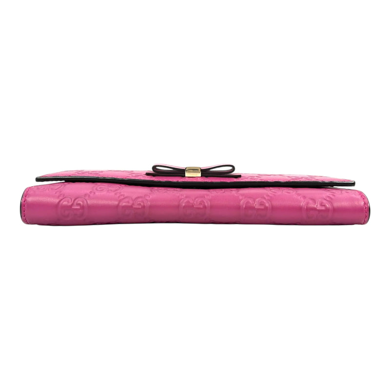 GUCCI Guccissima Leather Ribbon Long Wallet - Pink 
