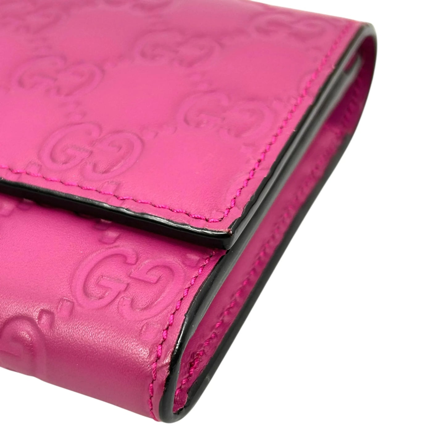 GUCCI Guccissima Leather Ribbon Long Wallet - Pink 