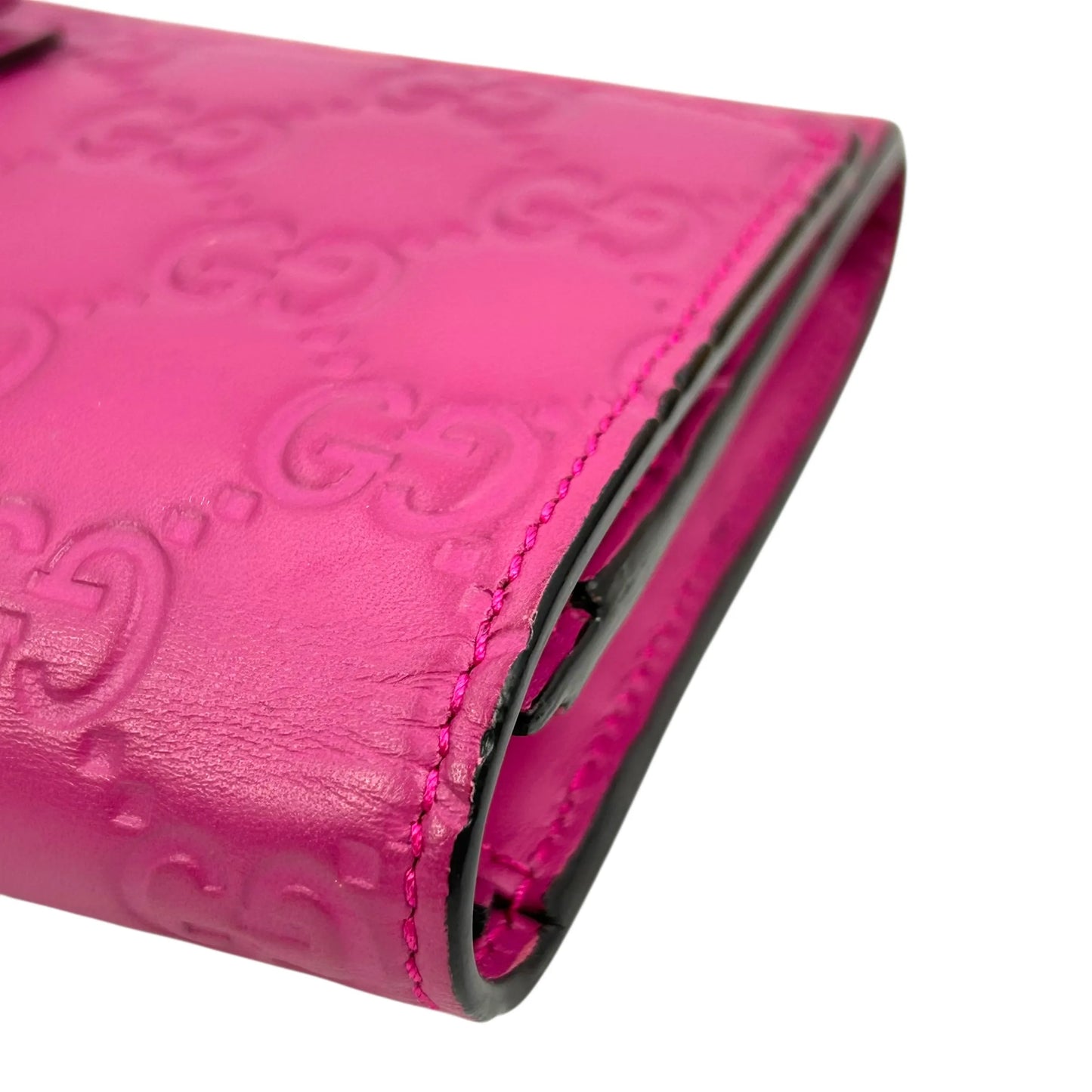 GUCCI Guccissima Leather Ribbon Long Wallet - Pink 