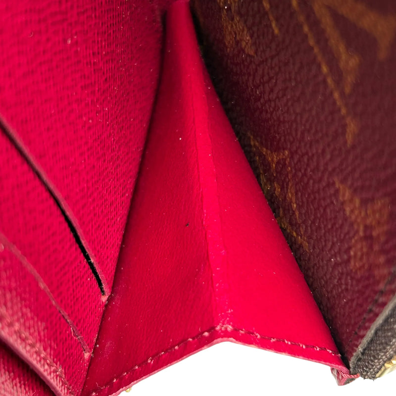 Louis Vuitton Monogram Canvas Portefeuille Clemence Fuchsia Long Wallet - Brown 