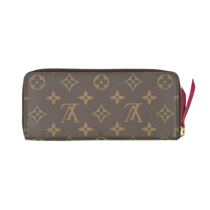 Louis Vuitton Monogram Canvas Portefeuille Clemence Fuchsia Long Wallet - Brown 