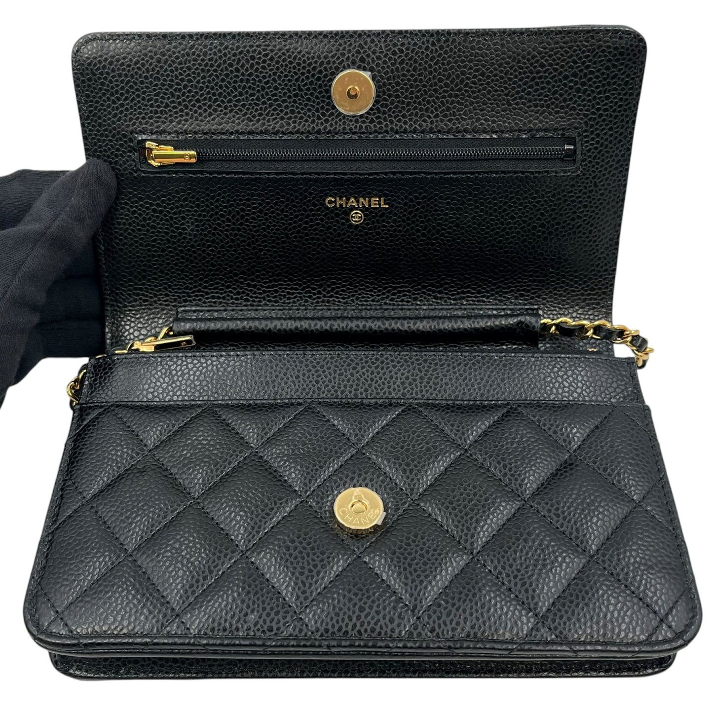 CHANEL チェーンウォレット キャビアスキン_38982