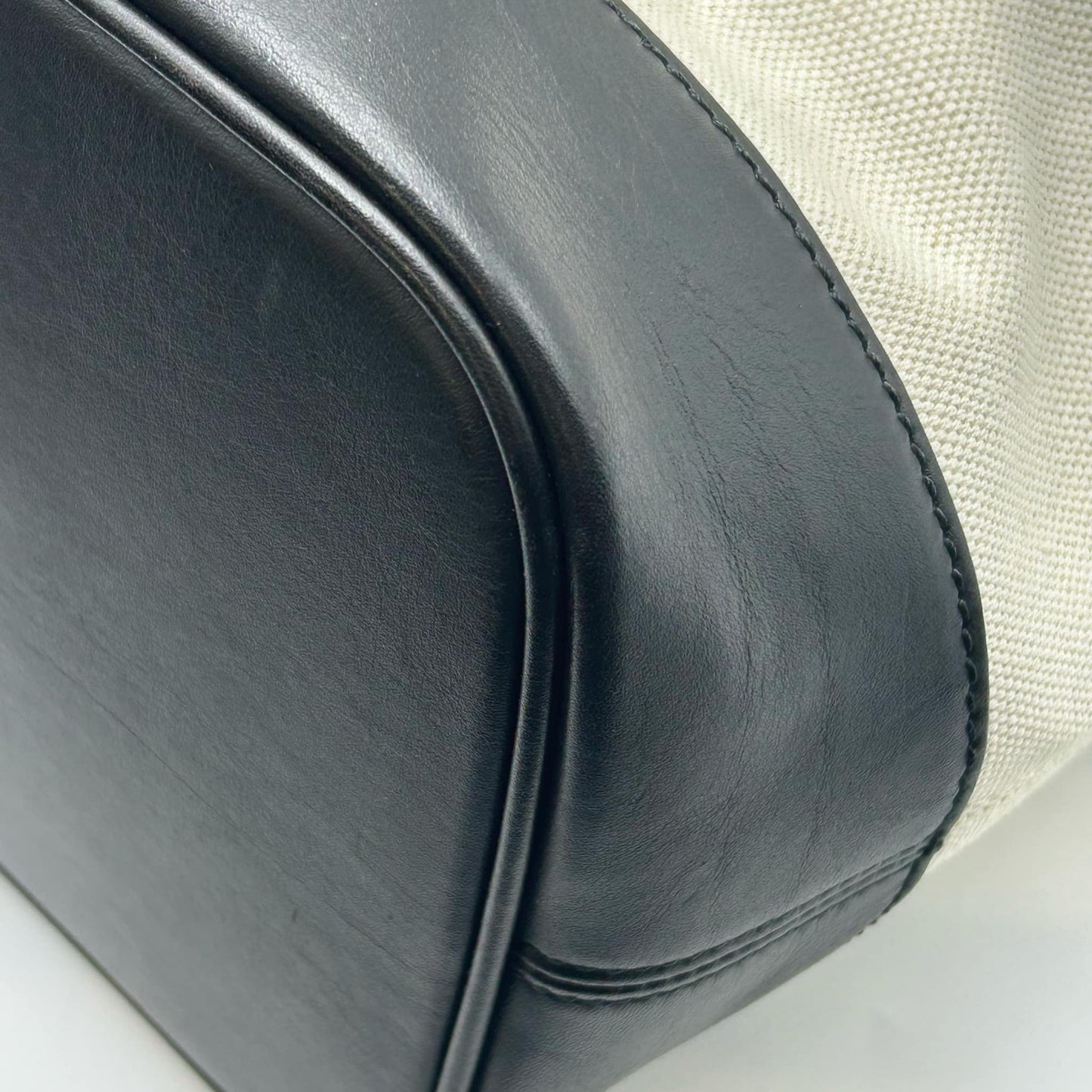 BALENCIAGA Canvas Navy Tote Bag - Cream x Black 