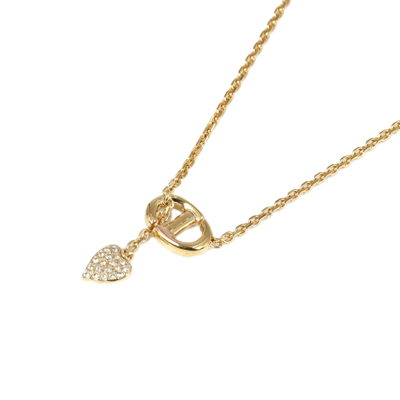 Dior CD Necklace with Crystal Heart Charm - Metal 