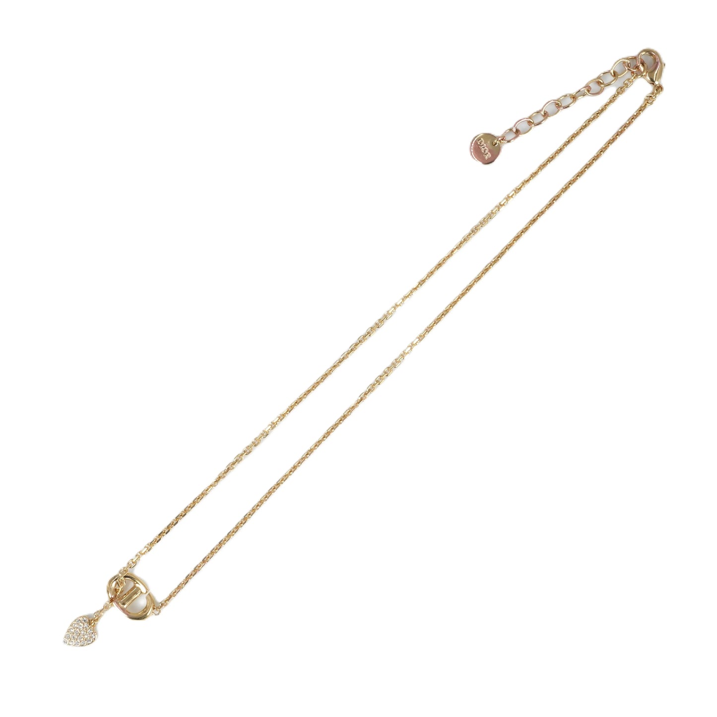 Dior CD Necklace with Crystal Heart Charm - Metal 