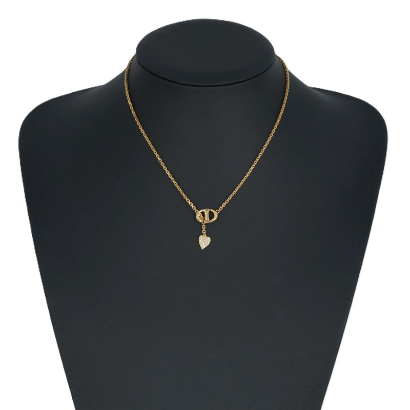 Dior CD Necklace with Crystal Heart Charm - Metal 