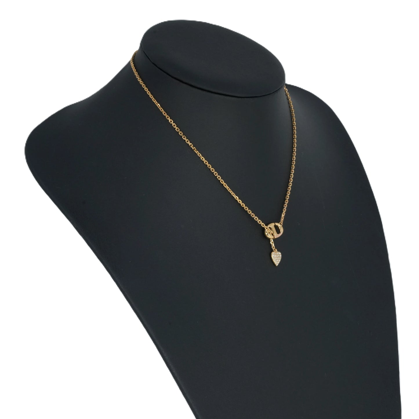 Dior CD Necklace with Crystal Heart Charm - Metal 