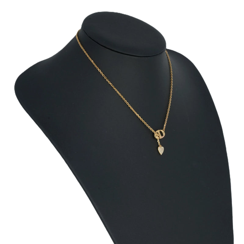 Dior CD Necklace with Crystal Heart Charm - Metal 