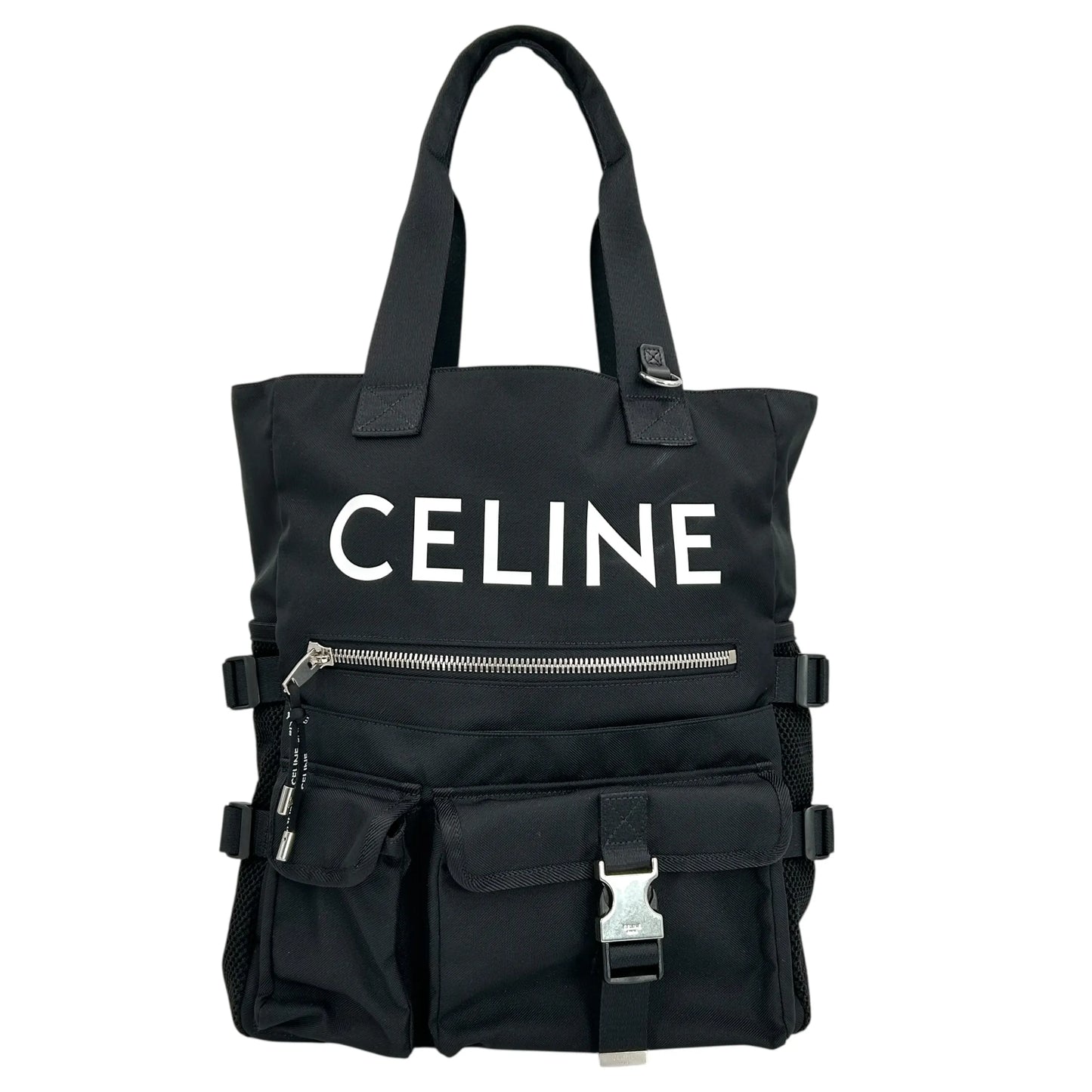 CELINE ロゴ ナイロン トートバッグ - ブラック