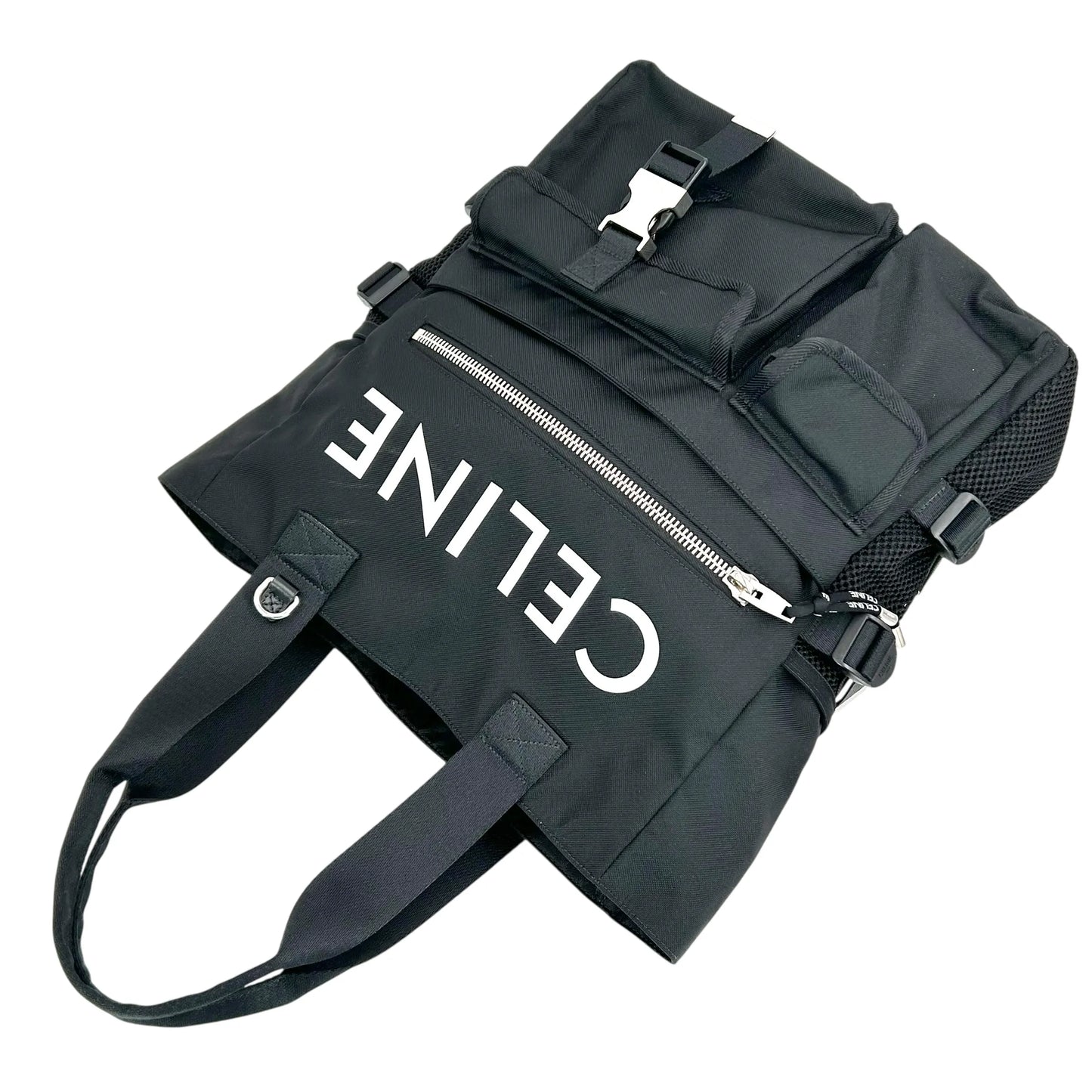 CELINE ロゴ ナイロン トートバッグ - ブラック