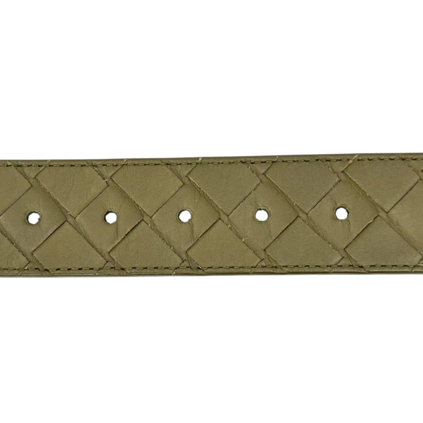 BOTTEGA VENETA イントレチャート レザー ベルト - カーキ