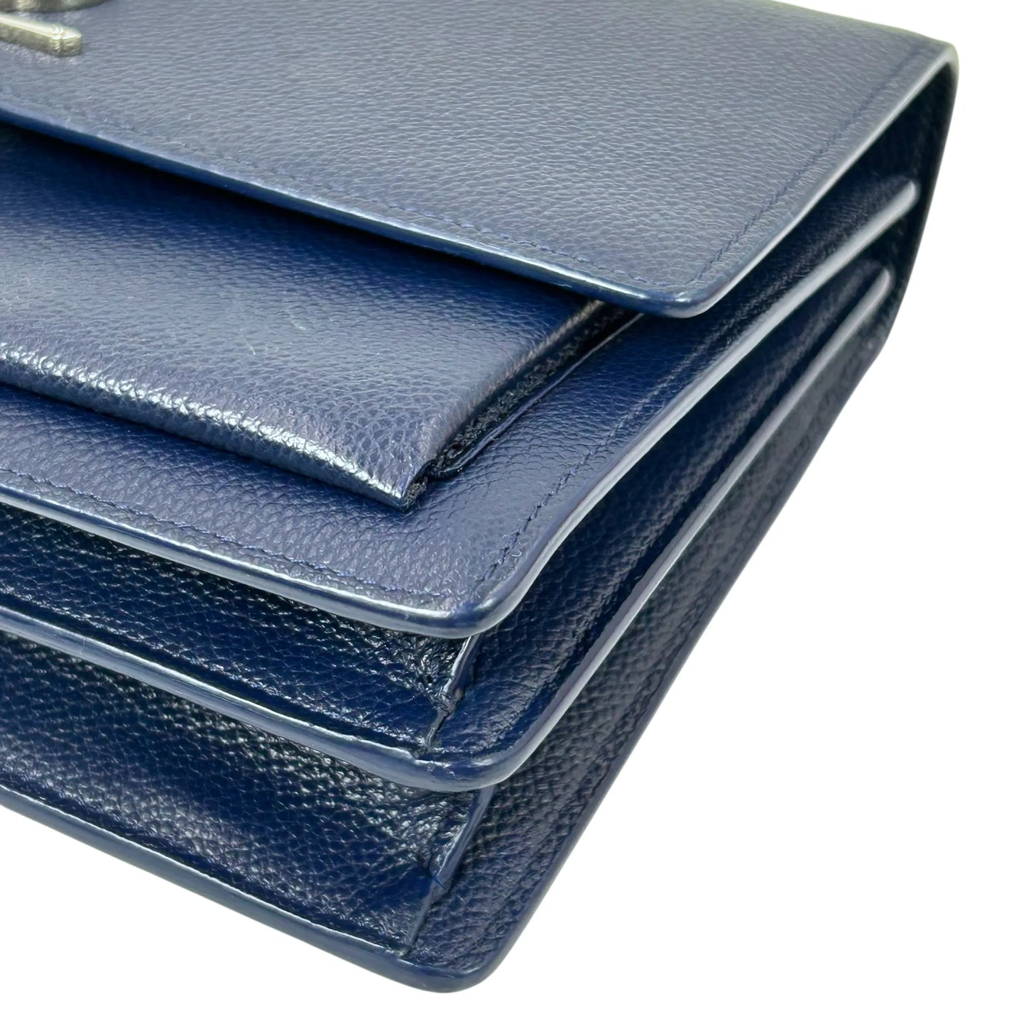 Saint Laurent Sunset Medium Calfskin Shoulder Bag - Navy 