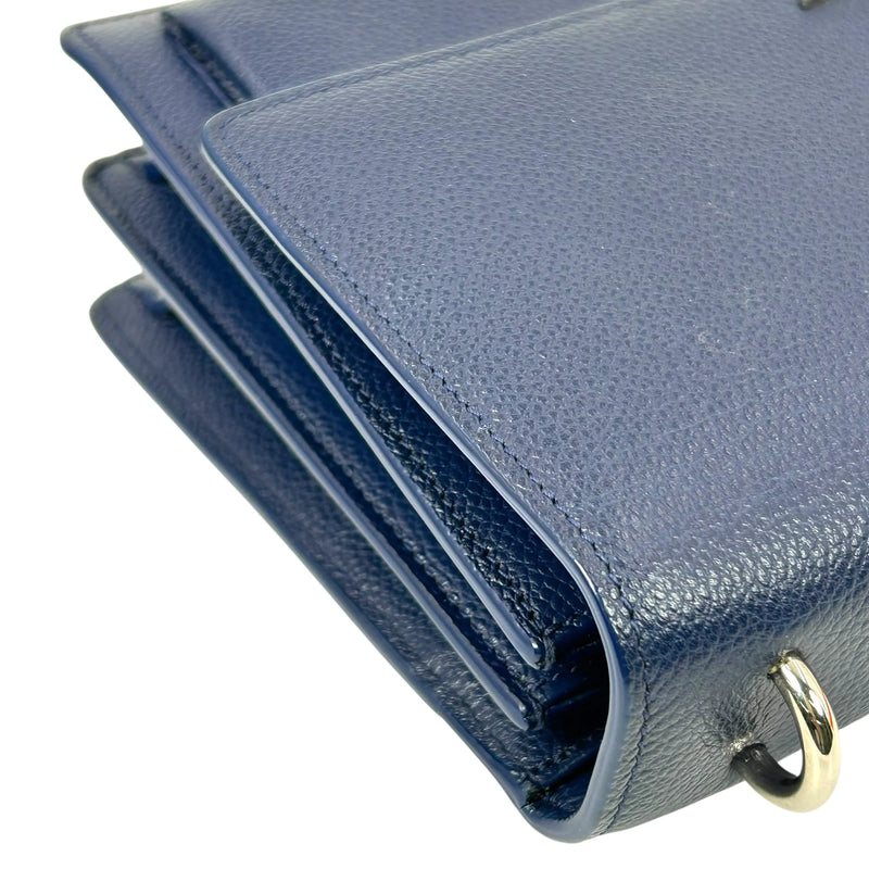 Saint Laurent Sunset Medium Calfskin Shoulder Bag - Navy 