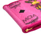 MCM Visetos Rabbit Leather Card Case with Money Clip - Pink