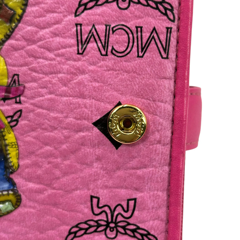 MCM Visetos Rabbit Leather Card Case with Money Clip - Pink
