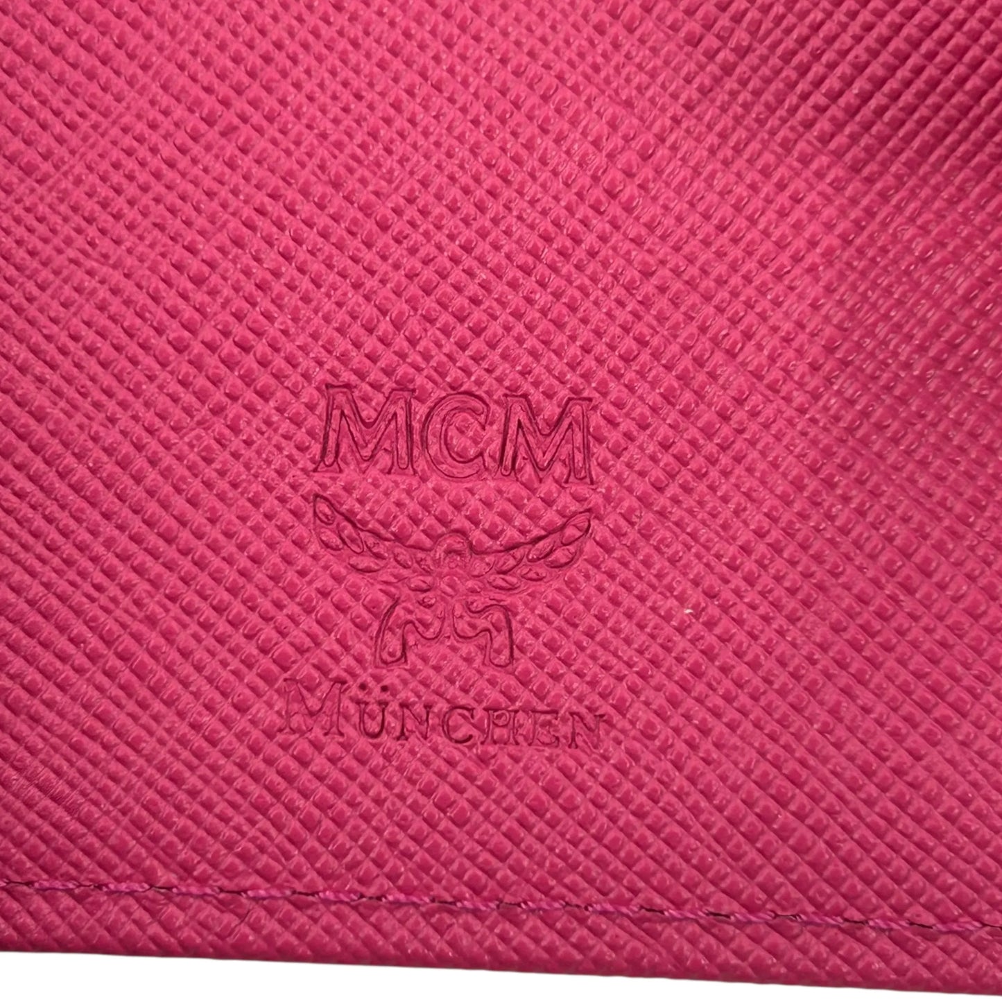 MCM Visetos Rabbit Leather Card Case with Money Clip - Pink
