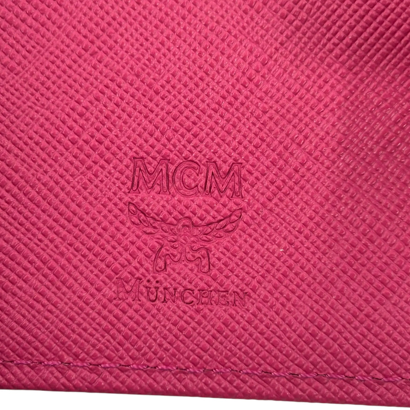MCM Visetos Rabbit Leather Card Case with Money Clip - Pink