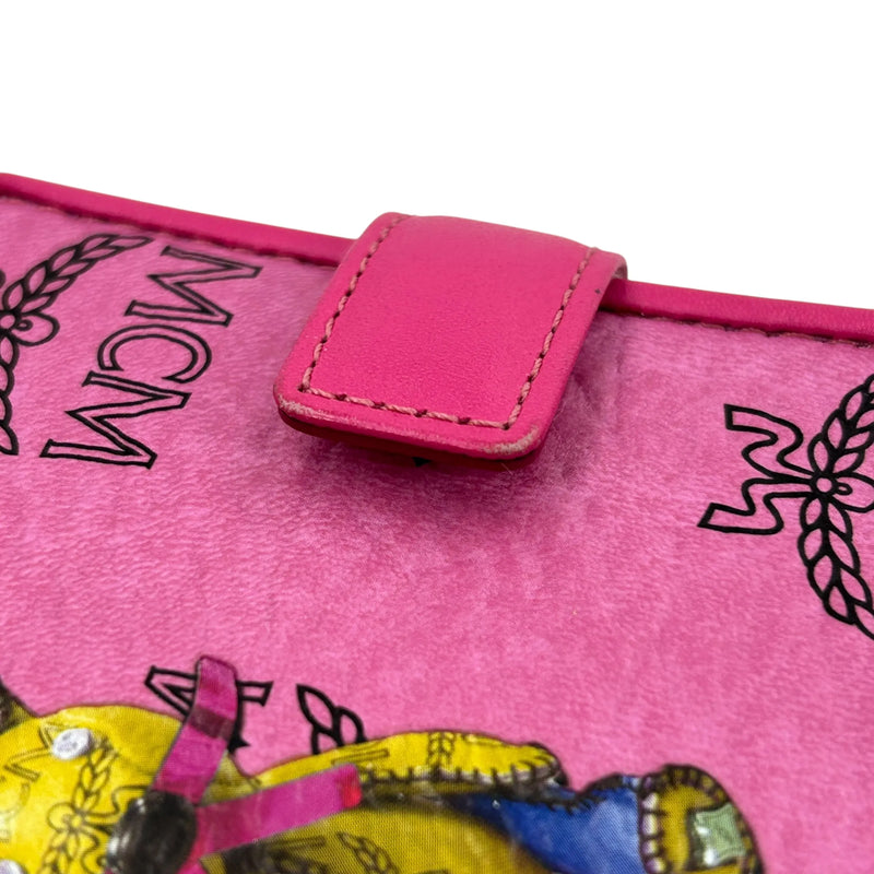 MCM Visetos Rabbit Leather Card Case with Money Clip - Pink
