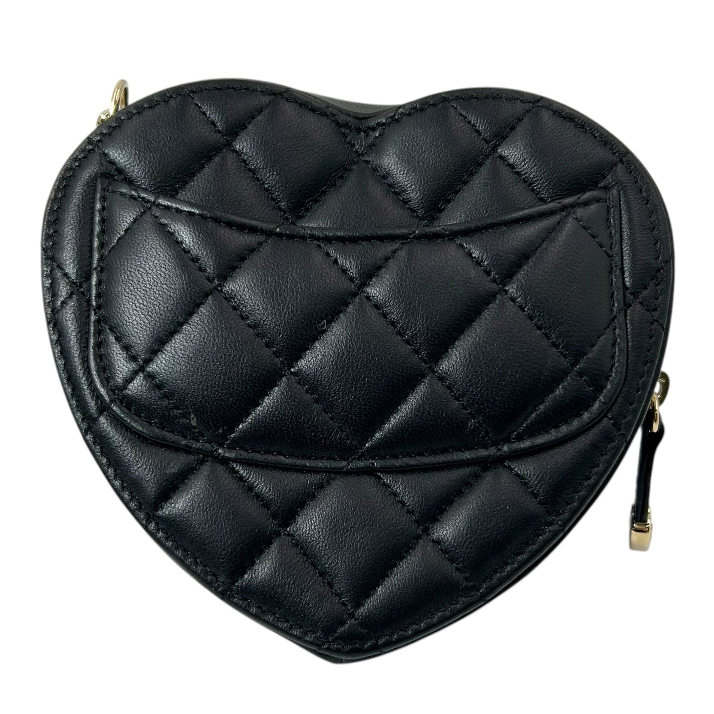 CHANEL マトラッセ ラムスキン チェーンショルダーバッグ ハート ブラック ゴールド金具 _38926