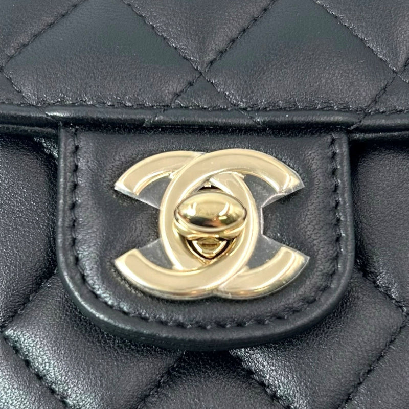 CHANEL マトラッセ ラムスキン チェーンショルダーバッグ ハート ブラック ゴールド金具 _38926