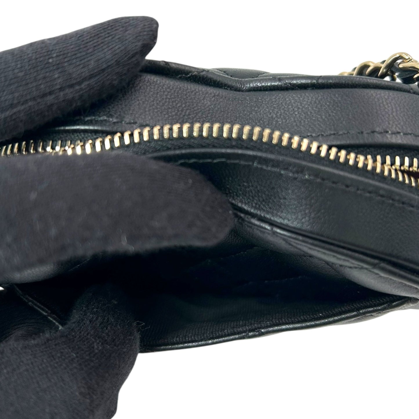 CHANEL マトラッセ ラムスキン チェーンショルダーバッグ ハート ブラック ゴールド金具 _38926
