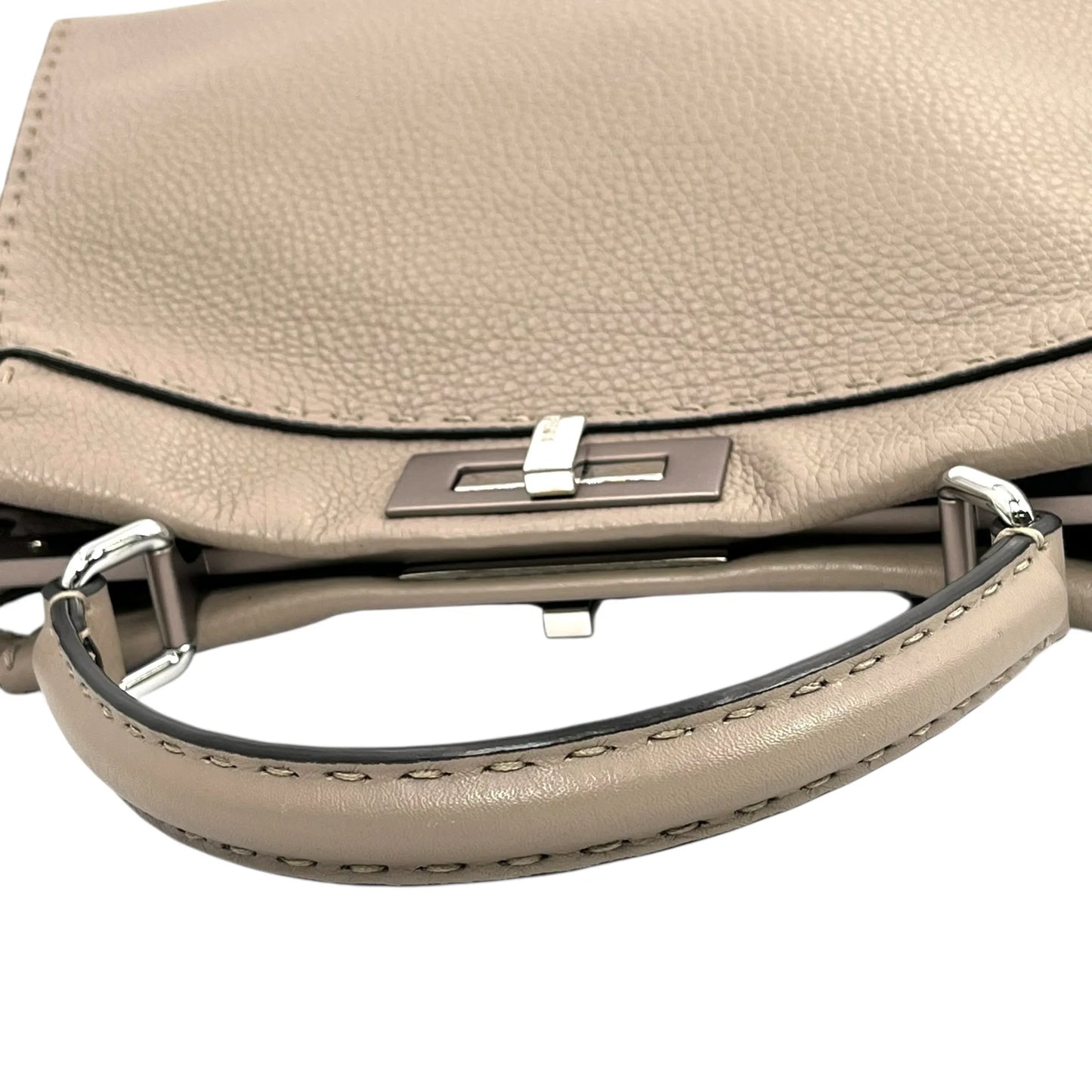 FENDI Peekaboo Regular Selleria Calfskin Handbag - Beige 